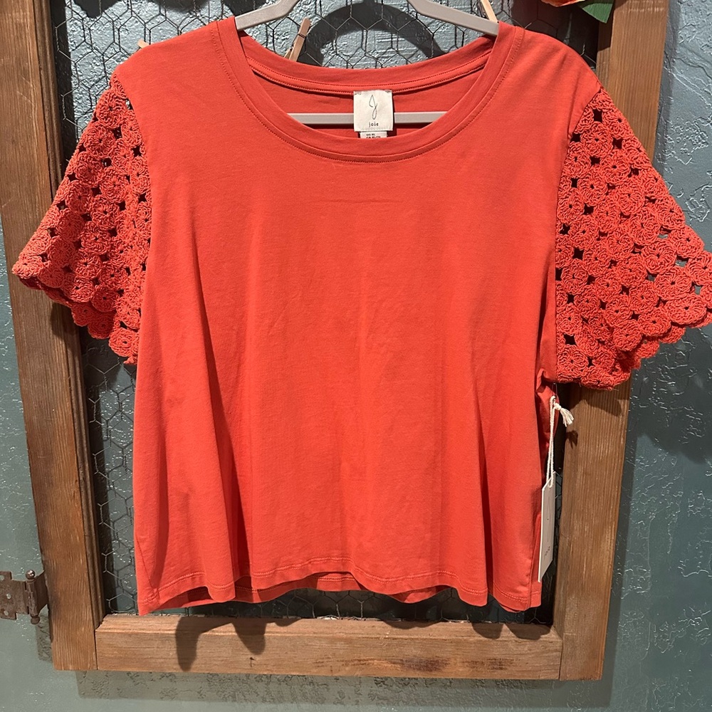 Joie Chic Lace Sleeve Top